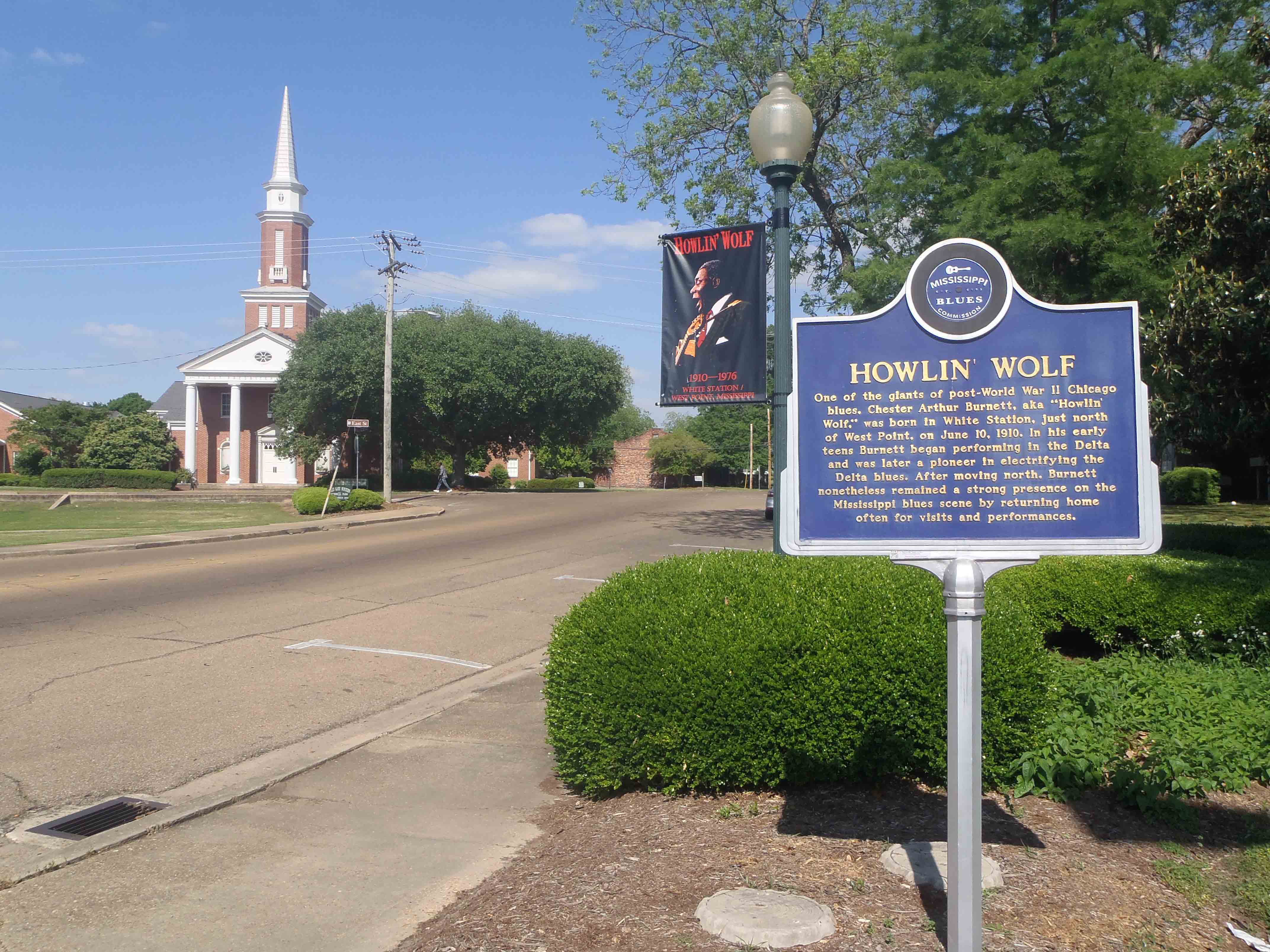 Mississippi Blues Trail marker for Howlin' Wolf in West Point, Mississippi