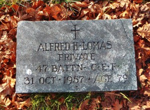 Alfred Lomas headstone, St. Peter's Quamichan Anglican cemetery