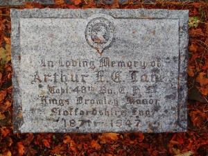 Arthur Edward Cecil Lane headstone, St. Peter's Quamichan Anglican cemetery