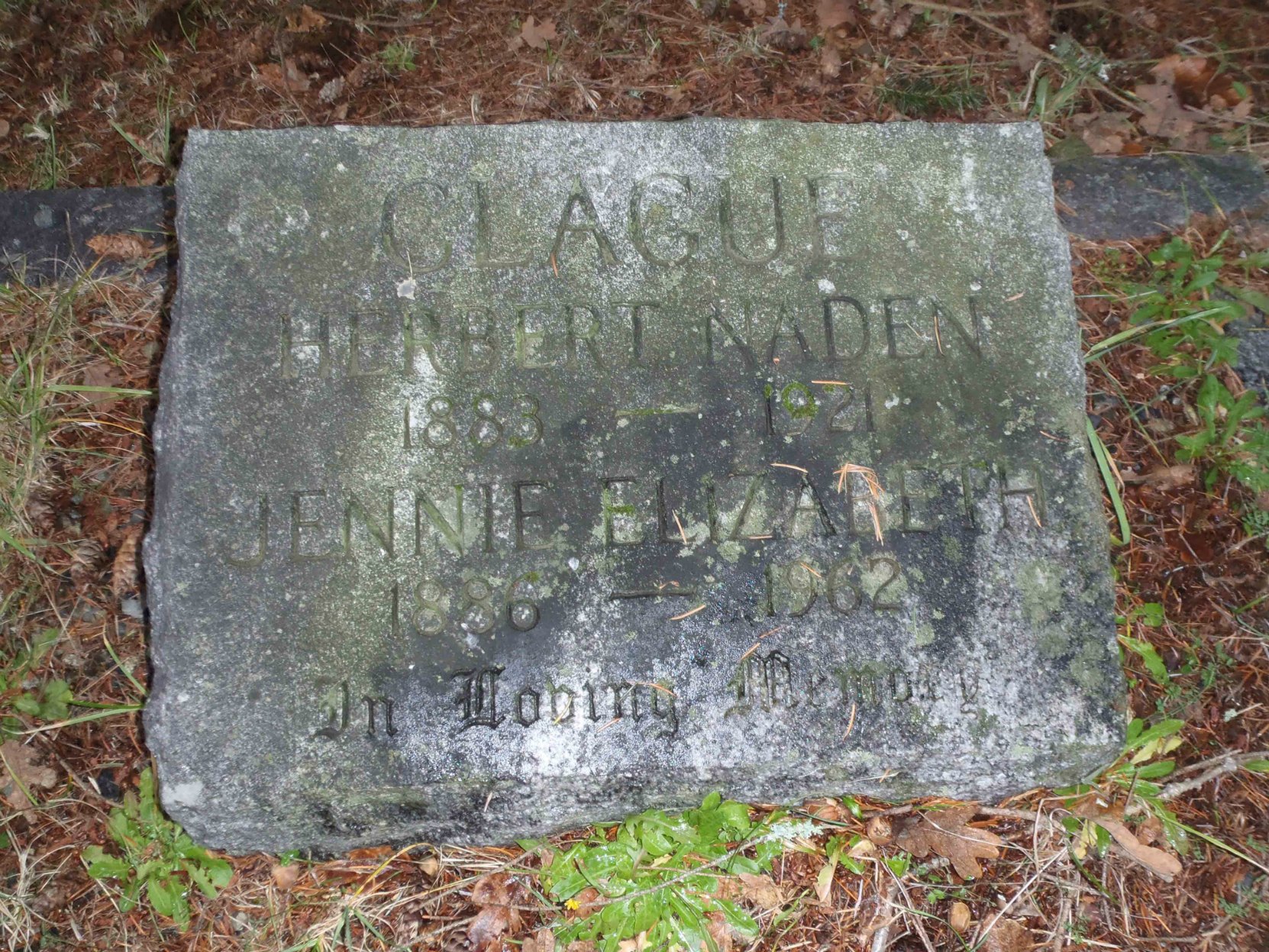 Herbert Naden Clague grave marker, St. Peter's Quamichan cemetery, Duncan, B.C.