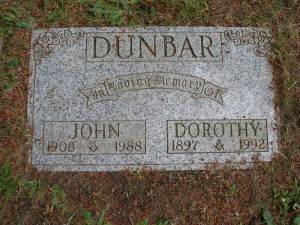 John & Dorothy Dunbar, grave, St. Peter's Quamichan cemetery