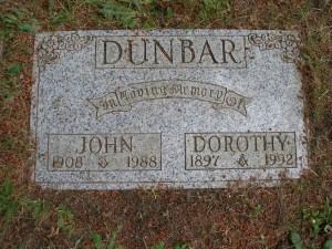 John & Dorothy Dunbar, grave, St. Peter's Quamichan cemetery