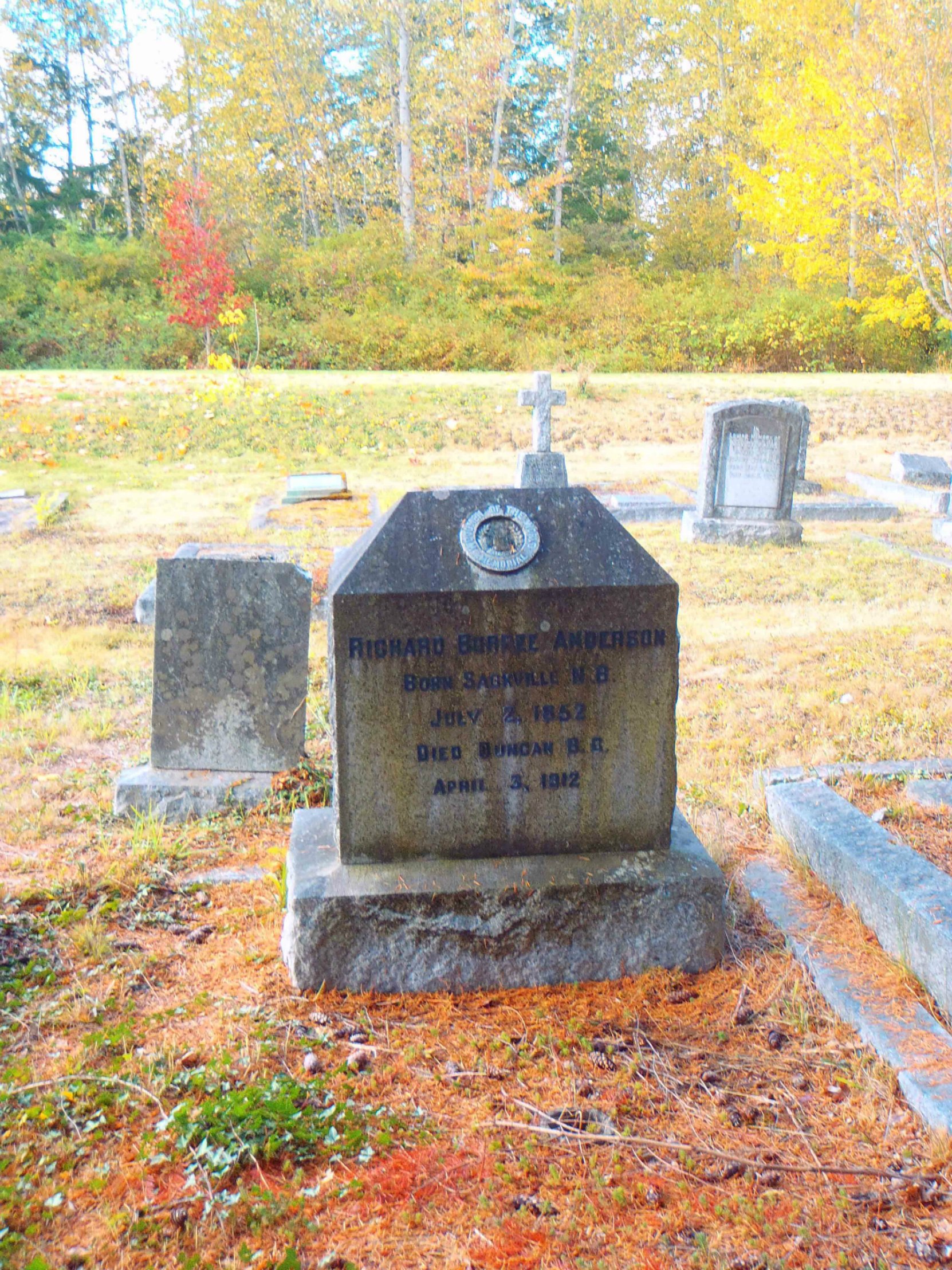 Richard Burpee Anderson grave, St. Peter's Quamichan cemetery