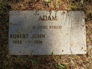 Robert John Adam, grave, St. Peter's Quamichan cemetery