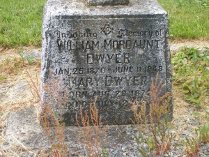 William Mordaunt Dwyer, grave inscription, St. Peter's Quamichan cemetery