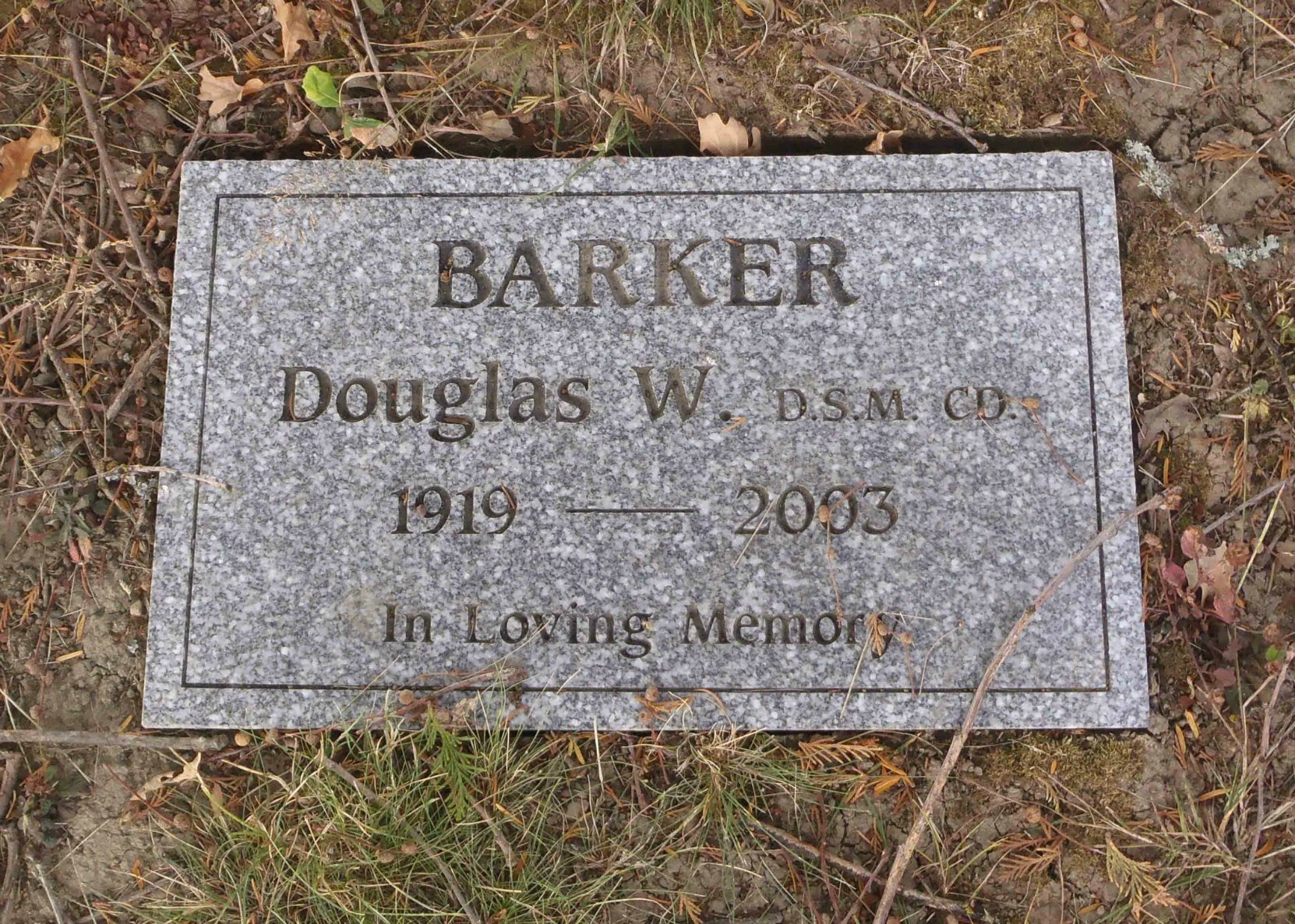 Douglas Barker grave marker, St. Mary's Somenos Anglican cemetery, North Cowichan.