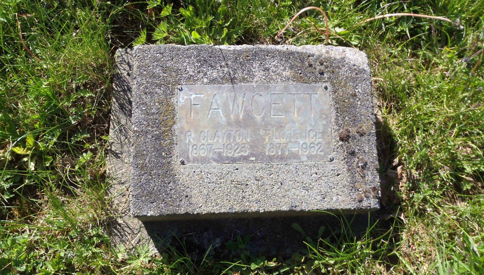 Roland Clayton Fawcett grave stone, St. Mary's Somenos Anglican cemetery, North Cowichan, B.C.