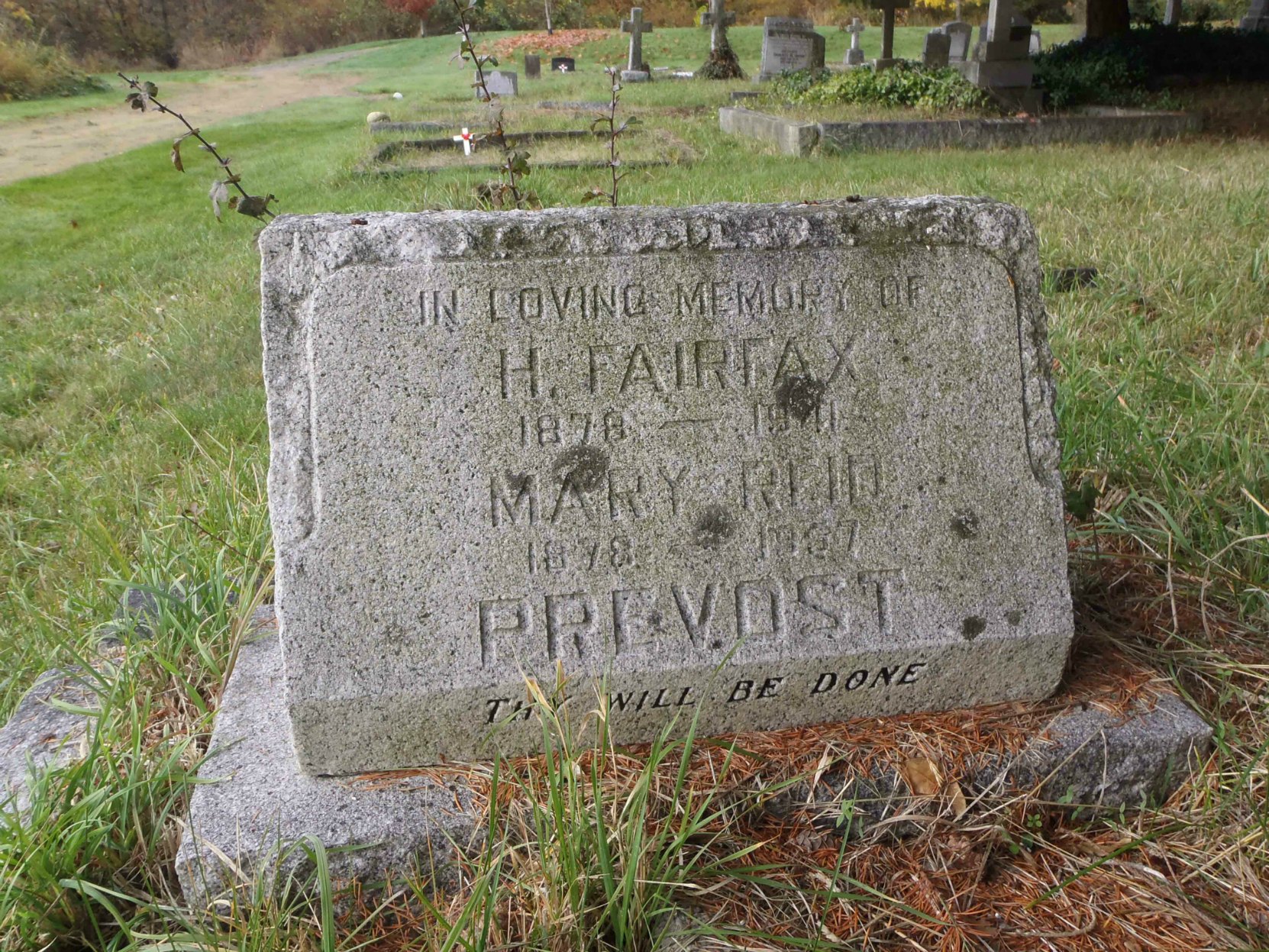 Harold Fairfax Prevost grave stone, St. Peter's Quamichan Anglican cemetery