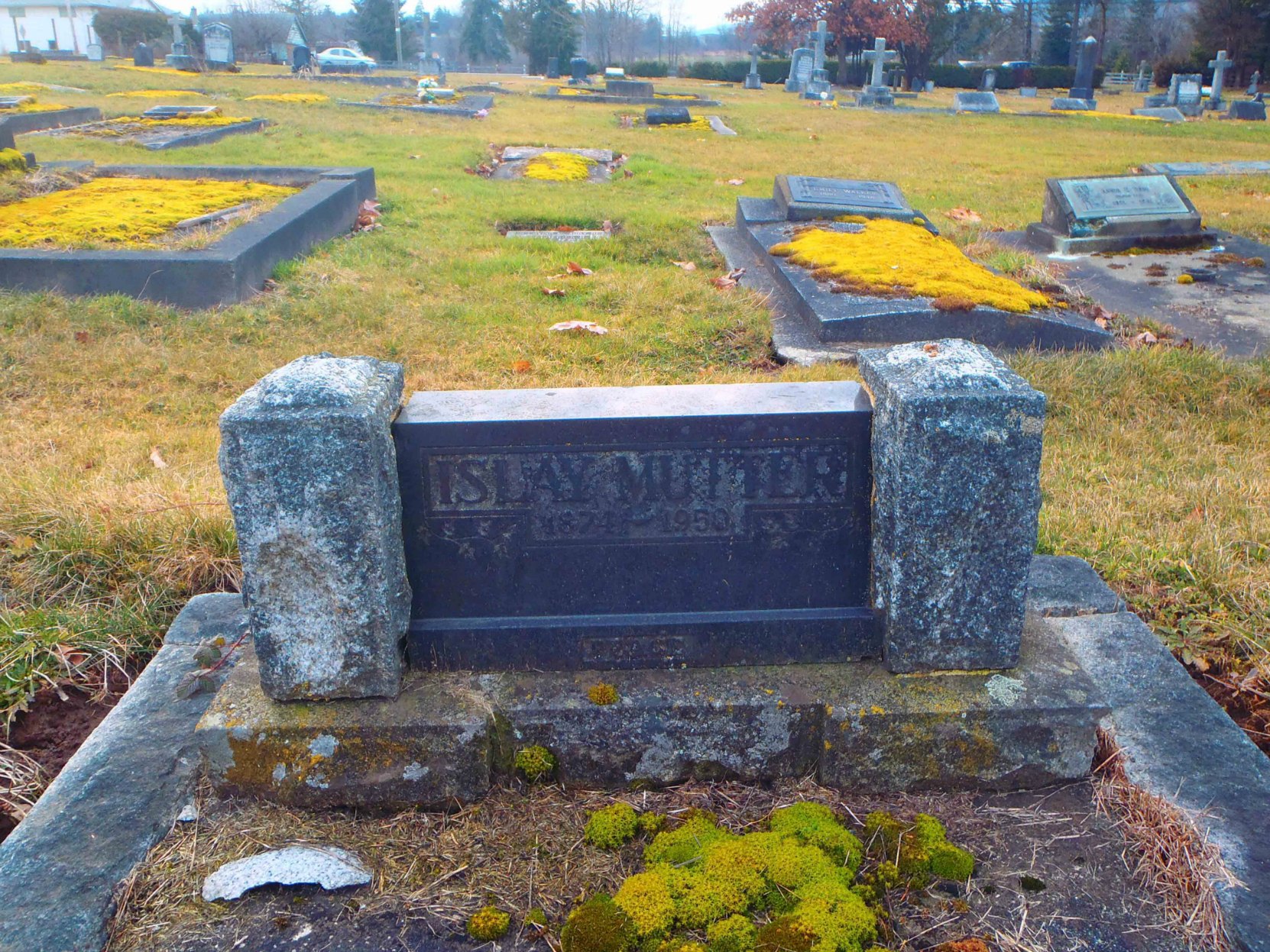 J. Islay Mutter grave marker, St. Mary's Somenos Anglican cemetery, North Cowichan