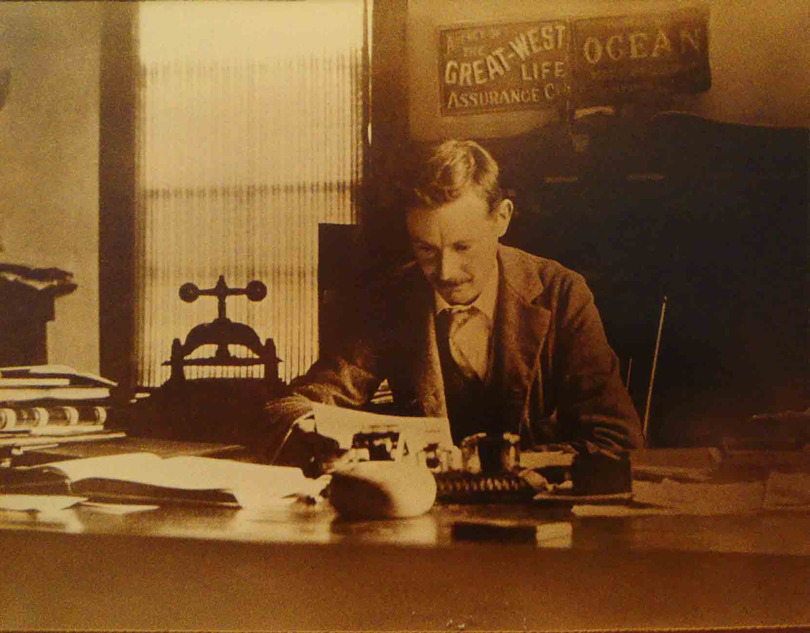 James Whittome in his office, circa 1914