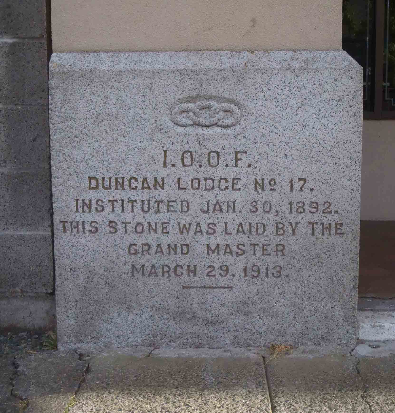 The I.O.O.F. cornerstone, placed on 29 March 1913, is still visible at the Station Street entrance of the Whittome Building