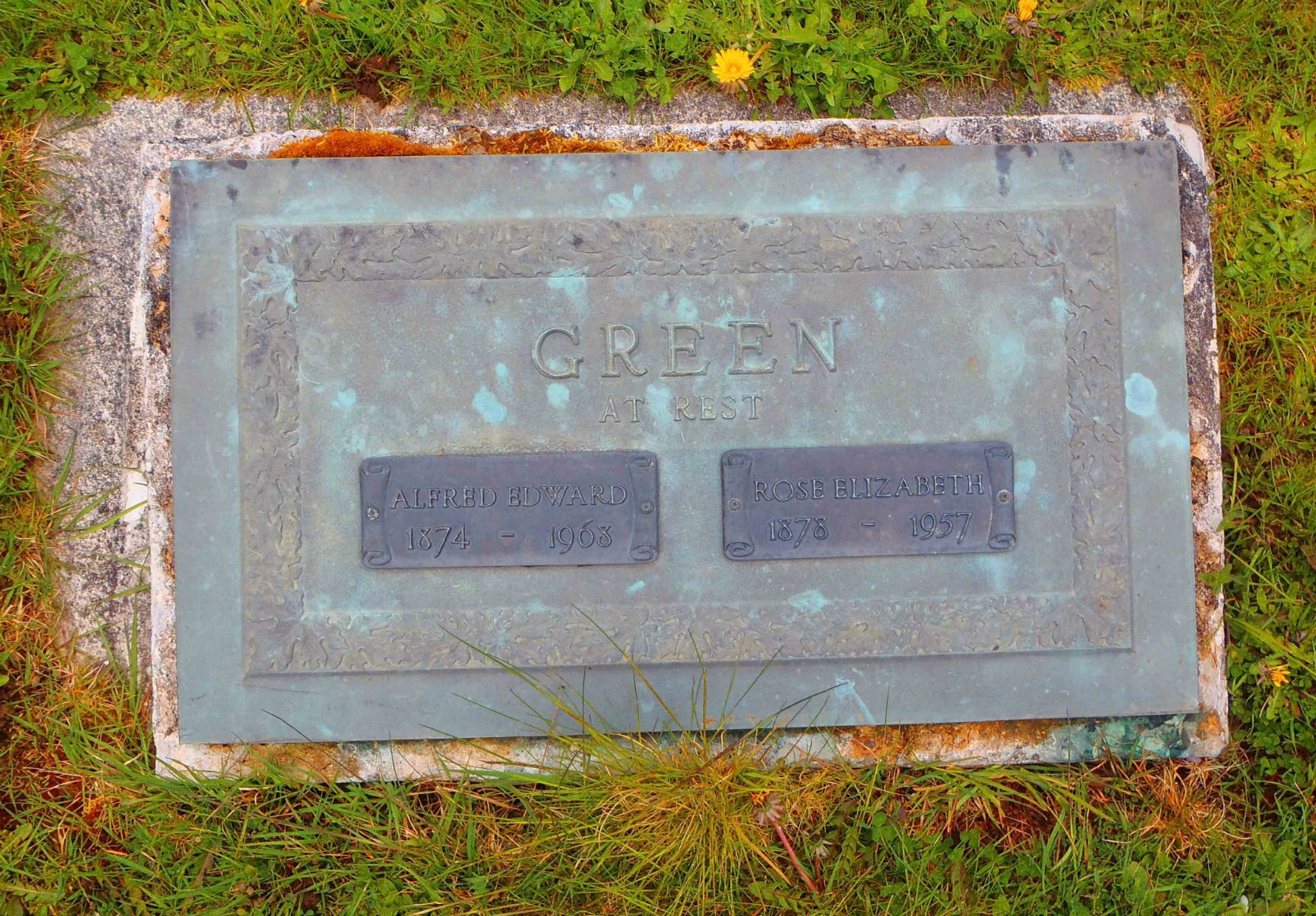 Albert Edward Green grave marker, Mountain View Cemetery, North Cowichan