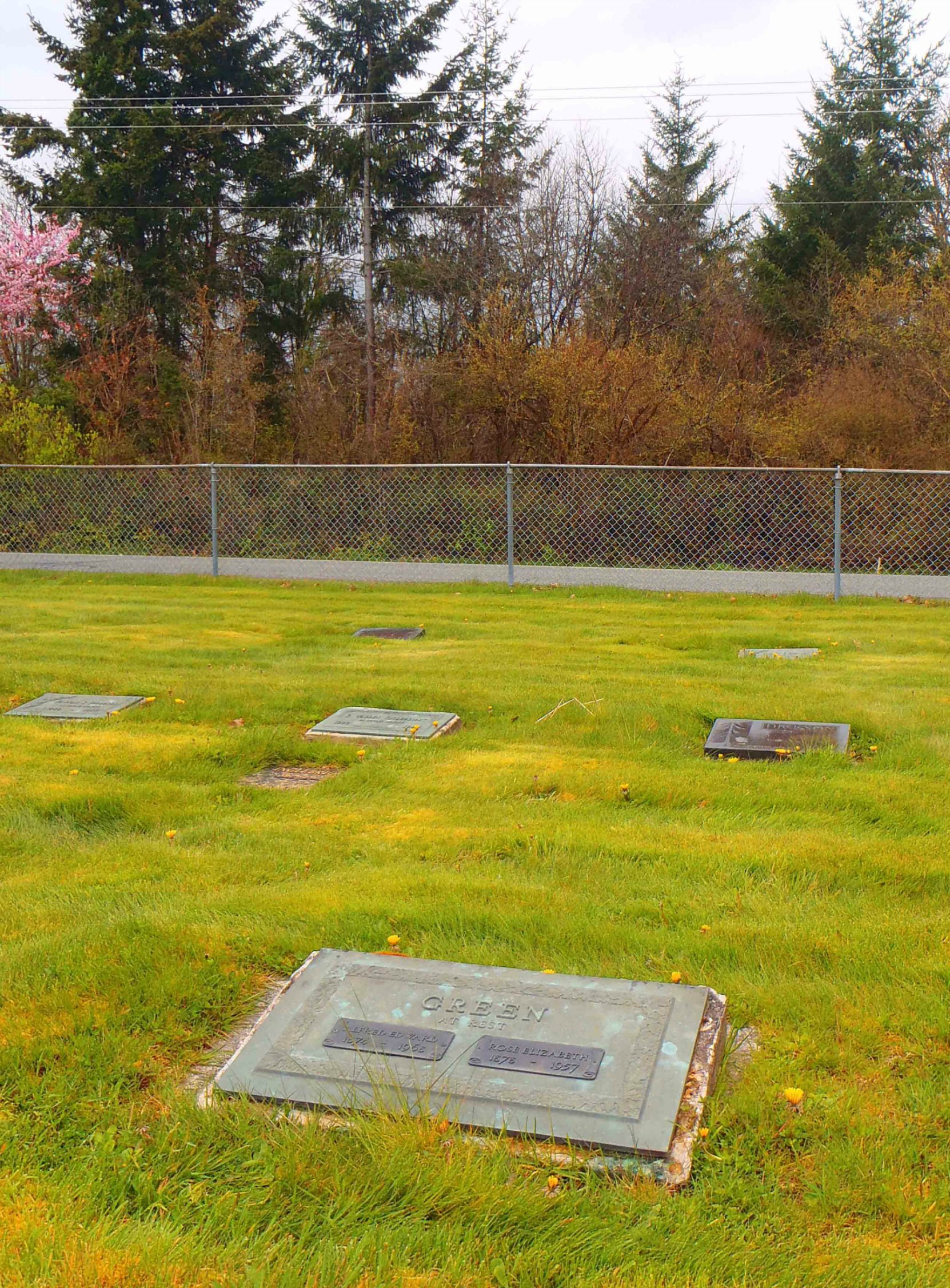 Albert Edward Green grave, Mountain View Cemetery, North Cowichan