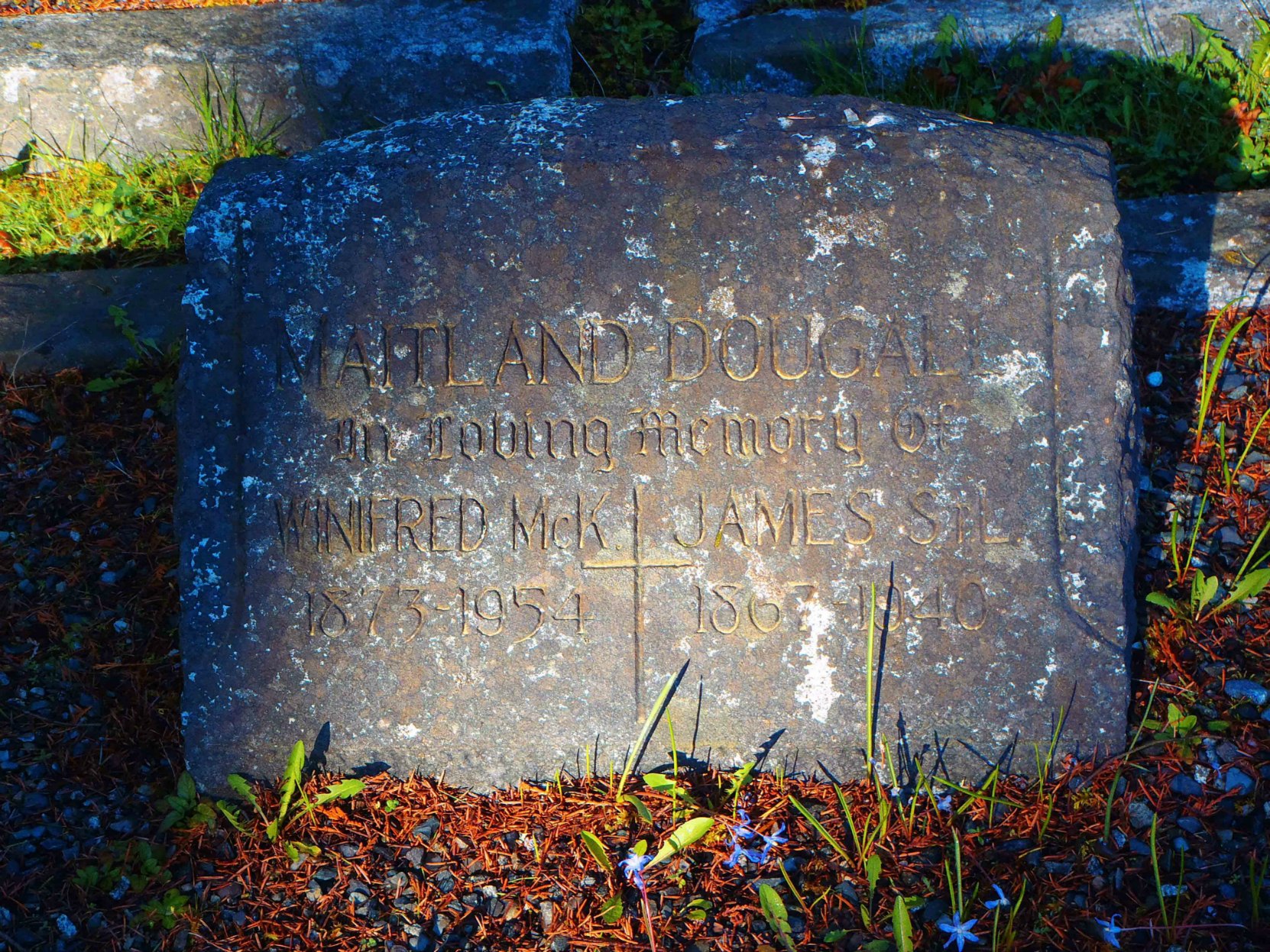 James St. Leger Maitland-Dougall headstone, St. Peter's Anglican cemetery, North Cowichan