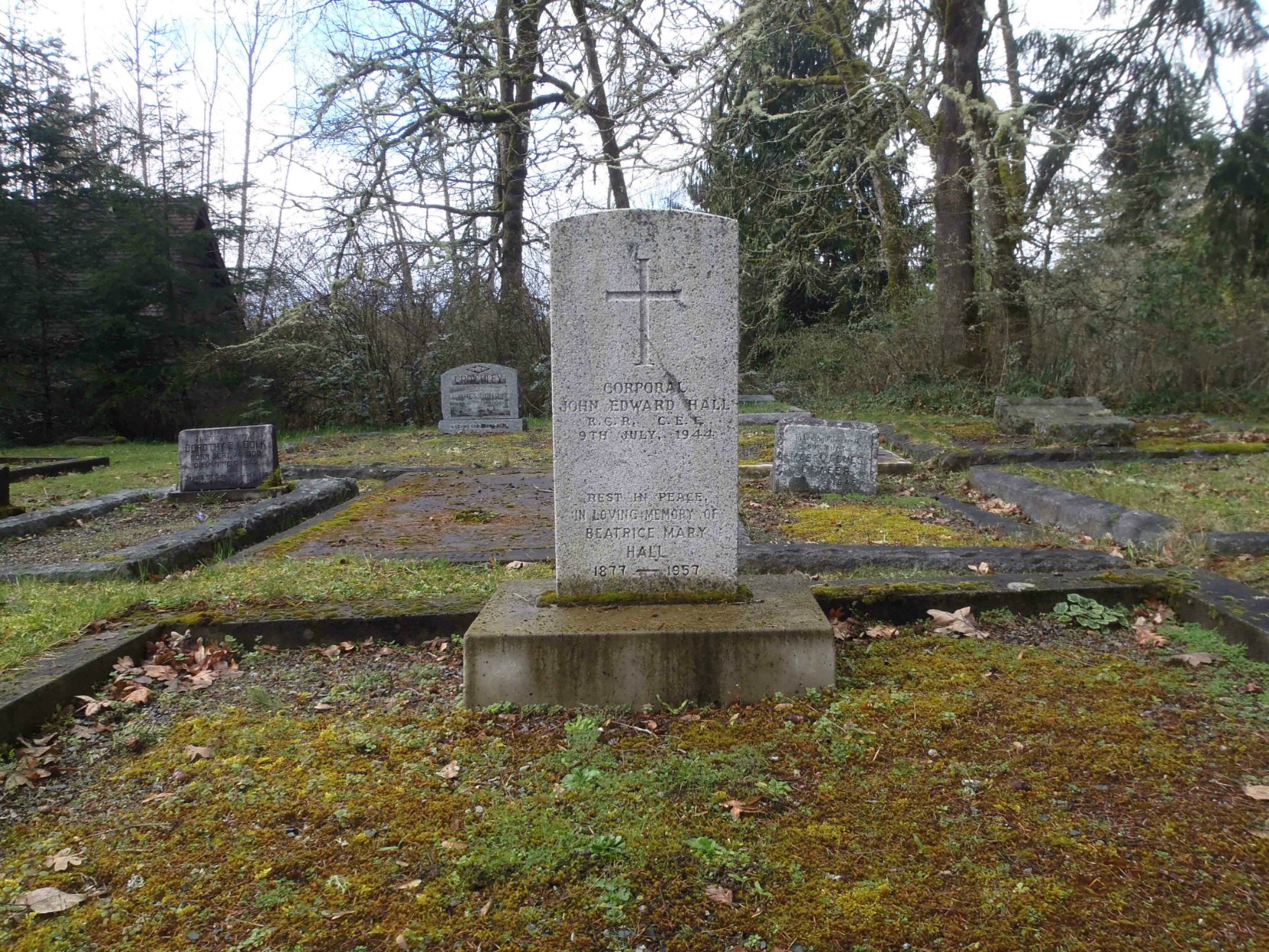 John Edward Hall grave, St. Peter's Quamichan Anglican cemetery, North Cowichan