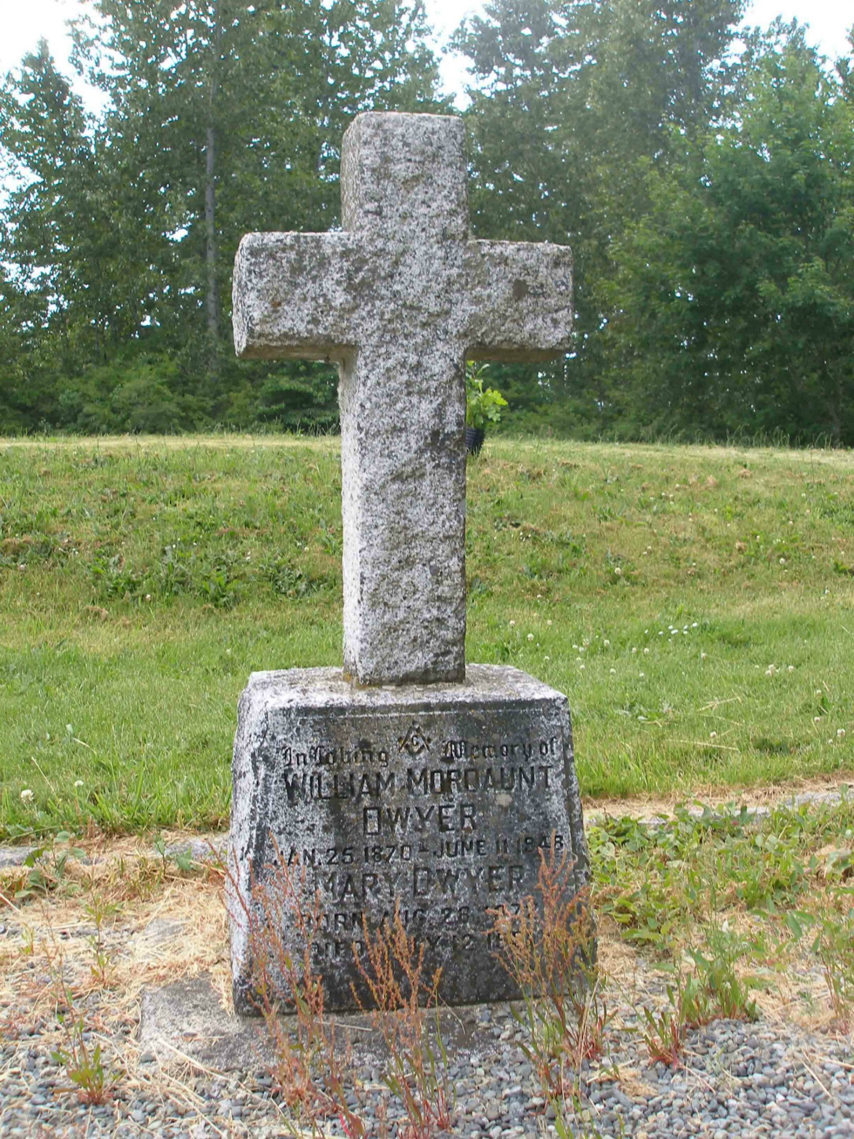 William Mordaunt Dwyer grave stone, St. Peter's Quamichan Anglican cemetery, North Cowichan