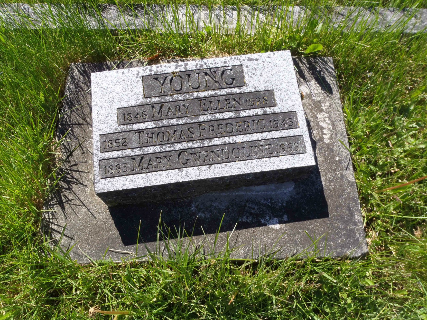 Thomas Frederick Young grave marker, St. Mary's Somenos Anglican Cemetery, North Cowichan, B.C.
