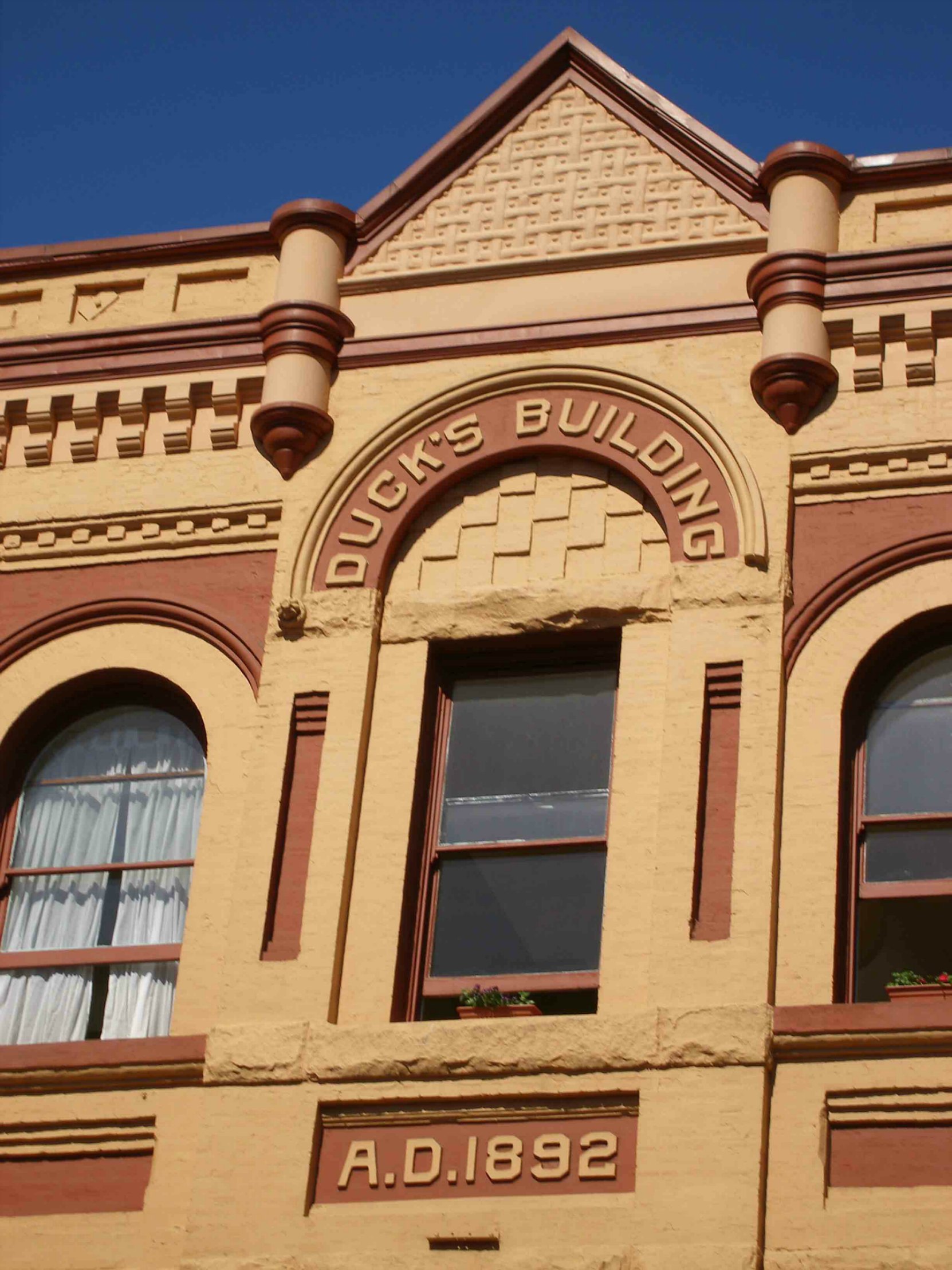 Detail on Duck's Building, Broad Street, Victoria, B.C. Built in 1892 for Simeon Duck.