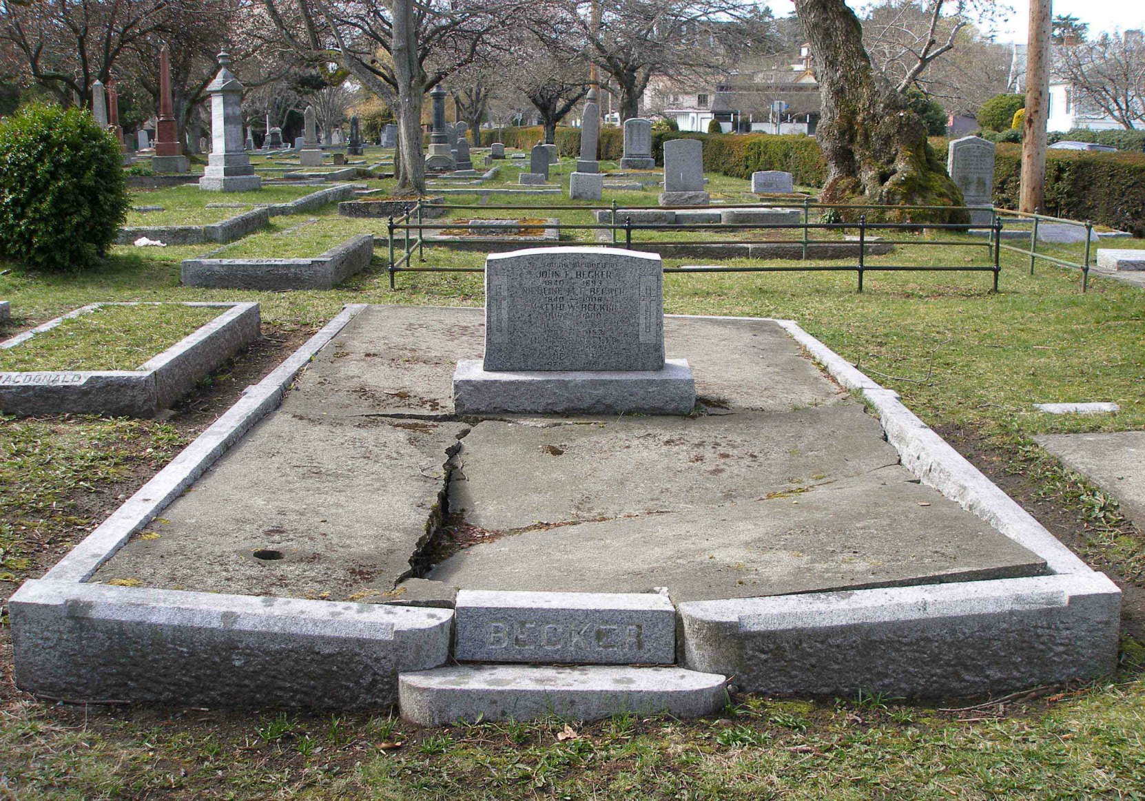 John Frederick Becker grave, Ross Bay Cemetery, Victoria, B.C.