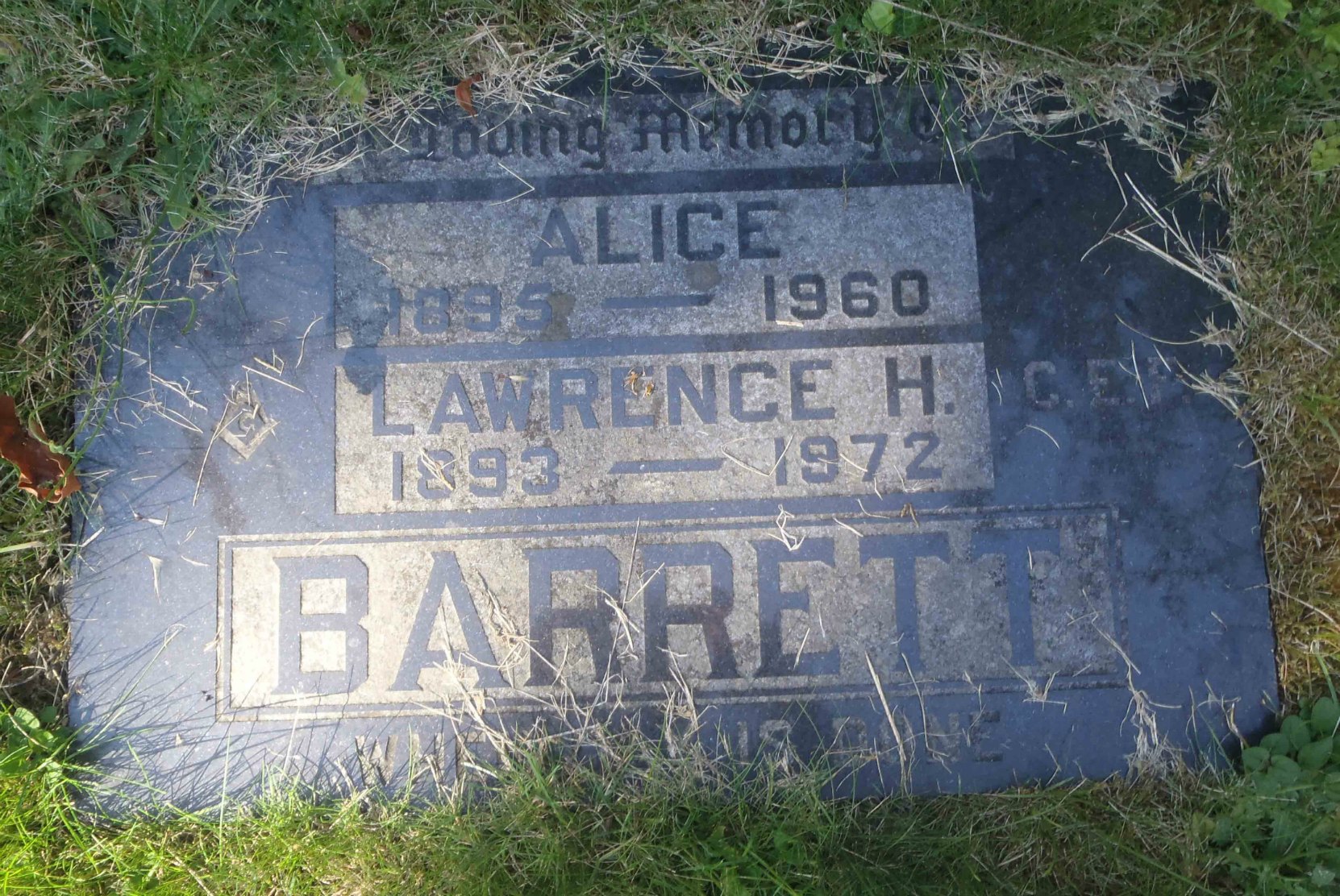 Lawrence Barrett (1893-1972) grave marker, St. Andrew's Anglican Cemetery, Cowichan Station, B.C.