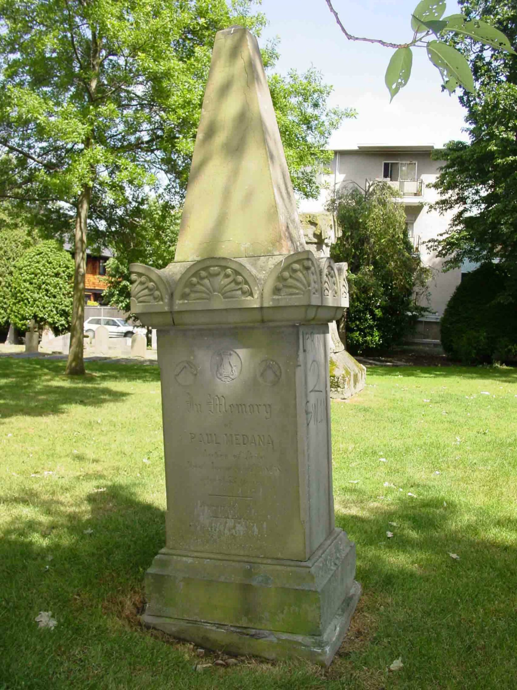 Paul Medana grave marker, Pioneer Square, Victoria, B.C.