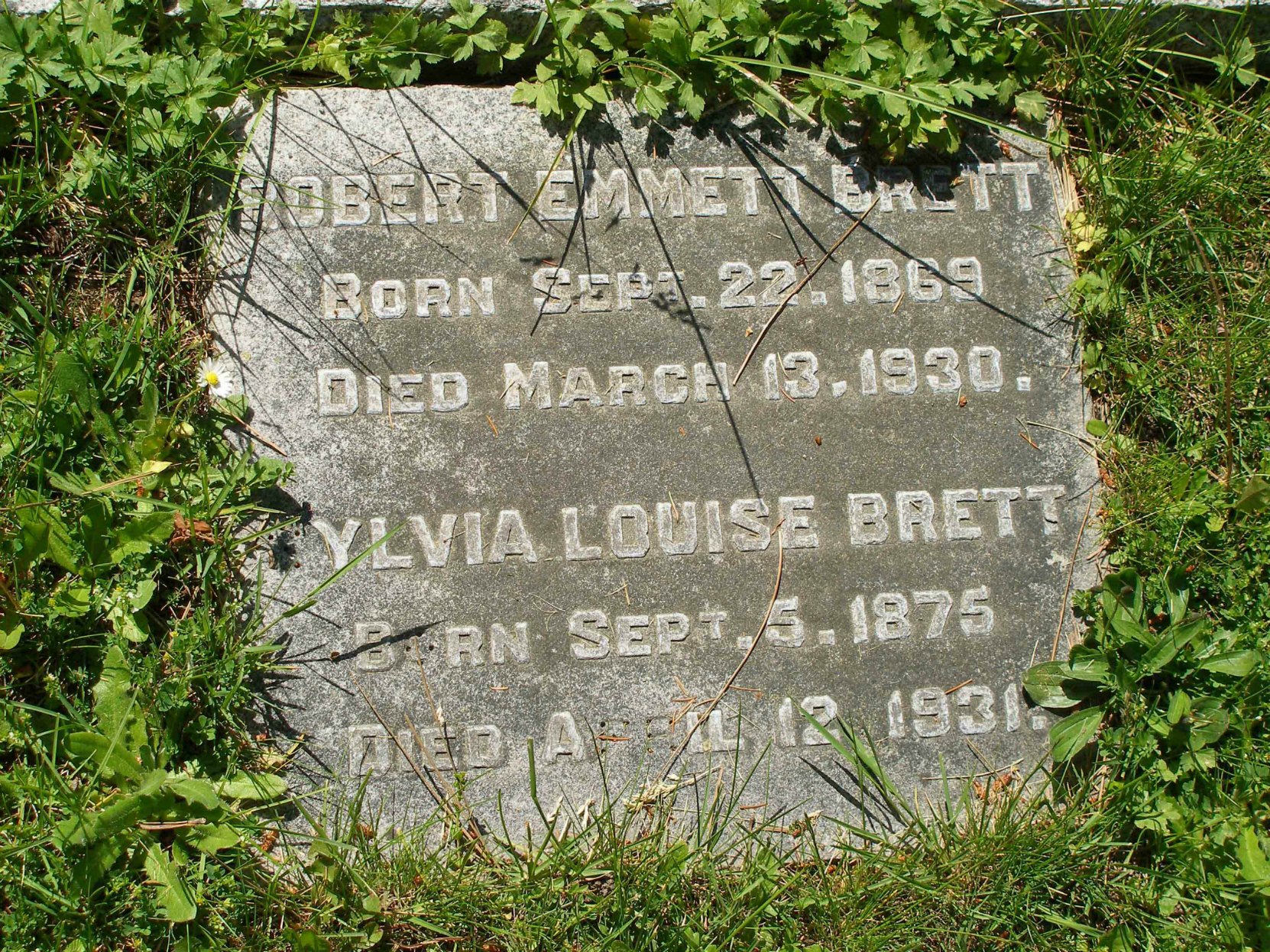 Robert Emmett Brett grave marker, Ross Bay Cemetery. Victoria, B.C.