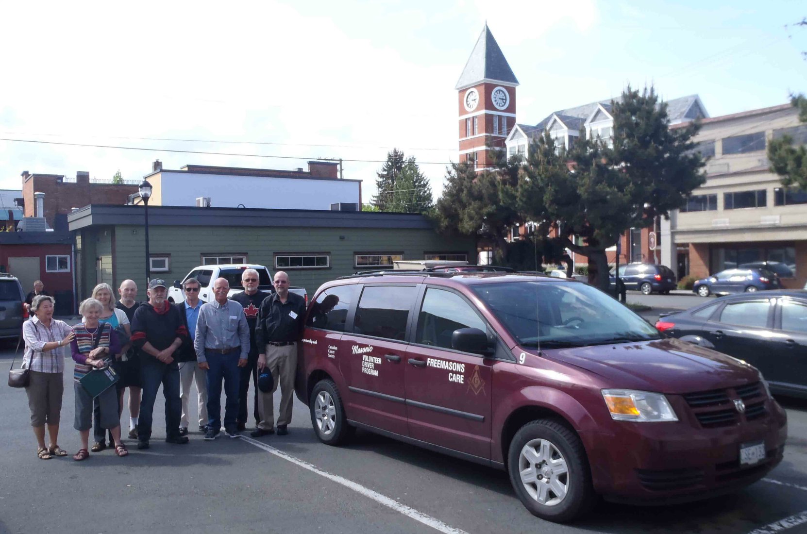 The Cancer Car vehicle now stationed in Duncan with some of the volunteers running the Freemasons Cancer Car Program in the Cowichan Valley.