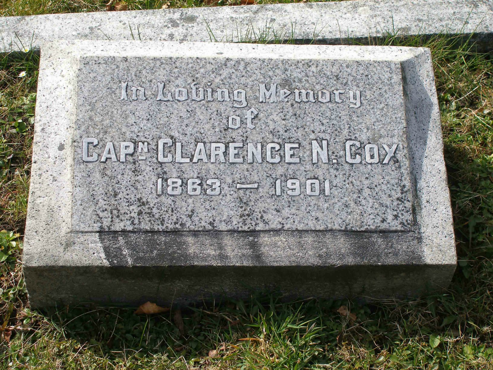 Captain Clarence Nelson Cox headstone, Ross Bay cemetery, Victoria, B.C.