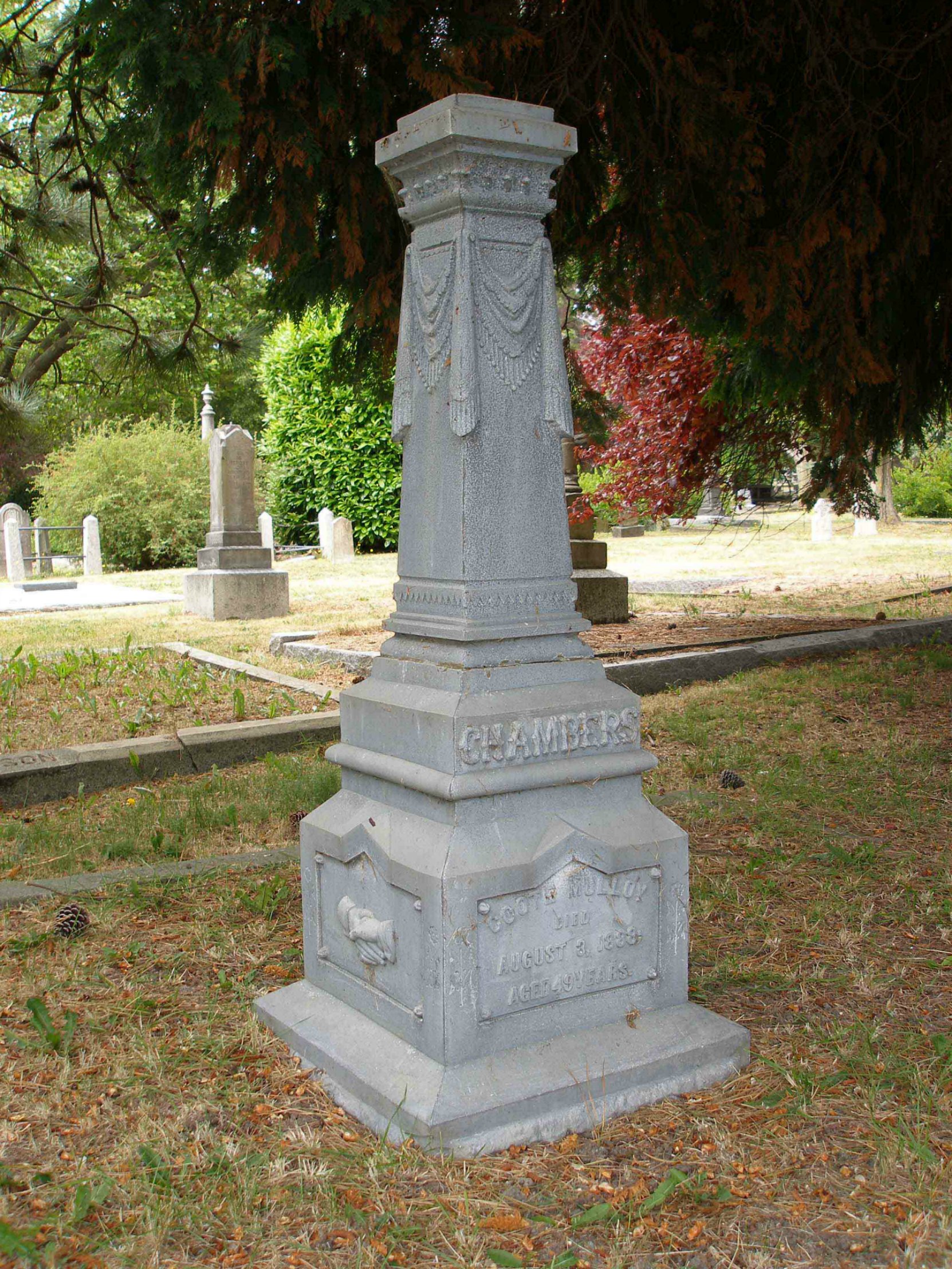 Grave of Coote Mulloy Chambers, Past Grand Master, in Ross Bay Cemetery, Victoria, B.C.