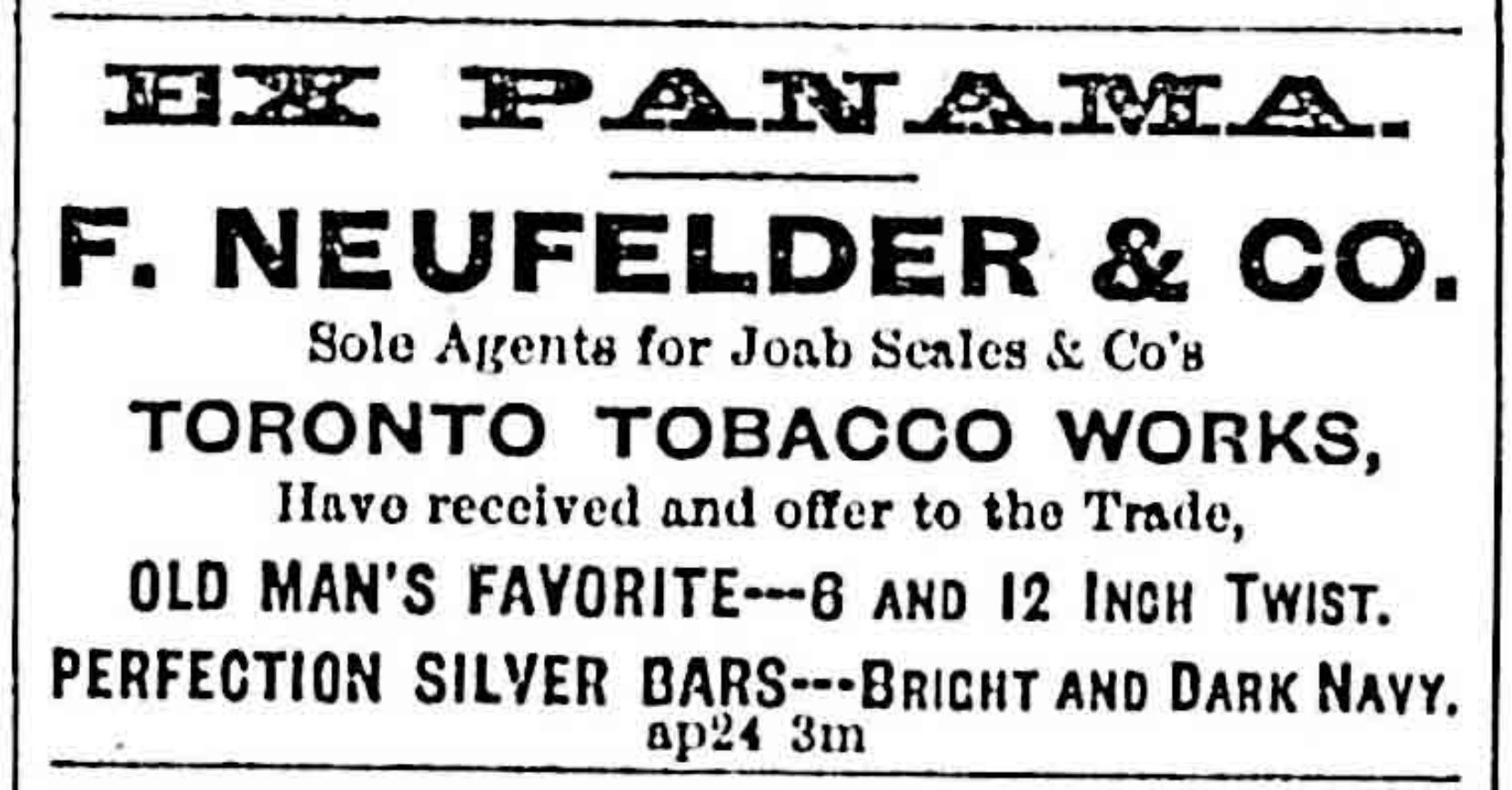 Advertisement for Felix Neufelder & Co., 1878.