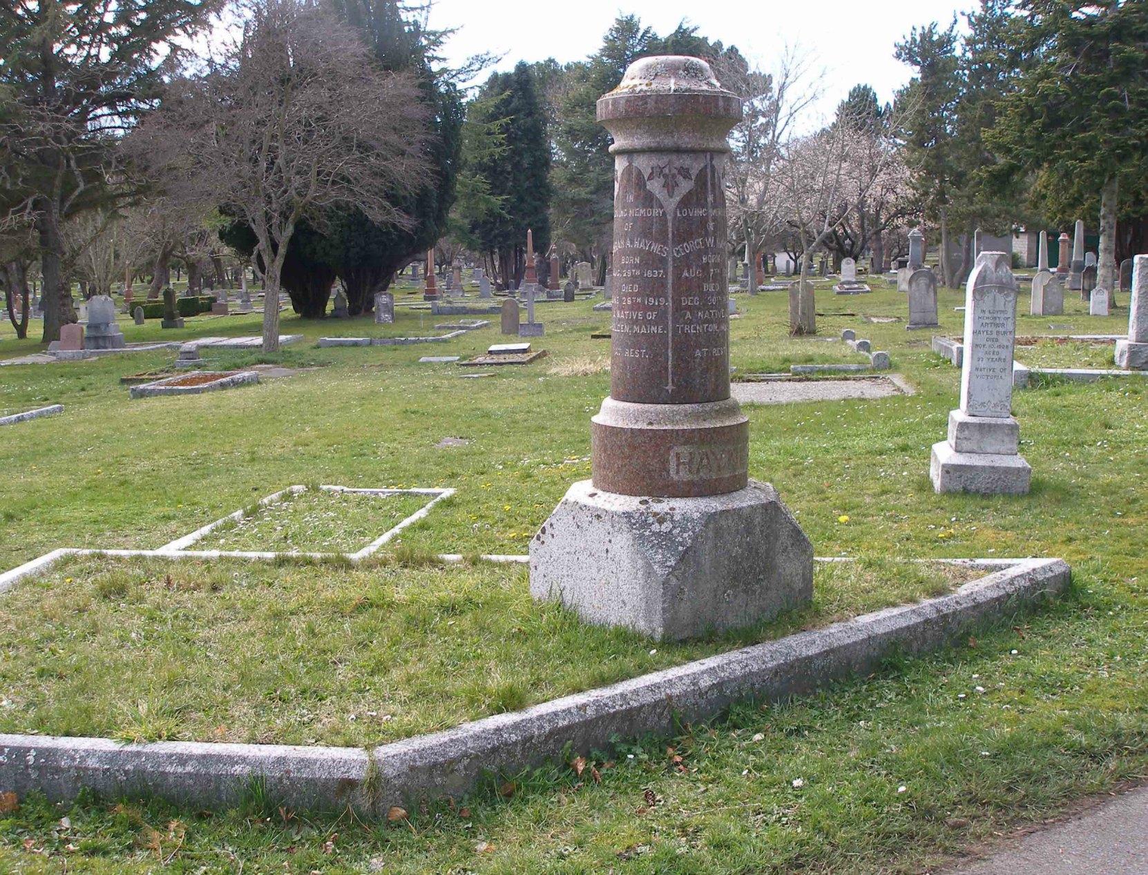 George Washington Haynes family burial plot, Ross Bay Cemetery, Victoria, B.C.