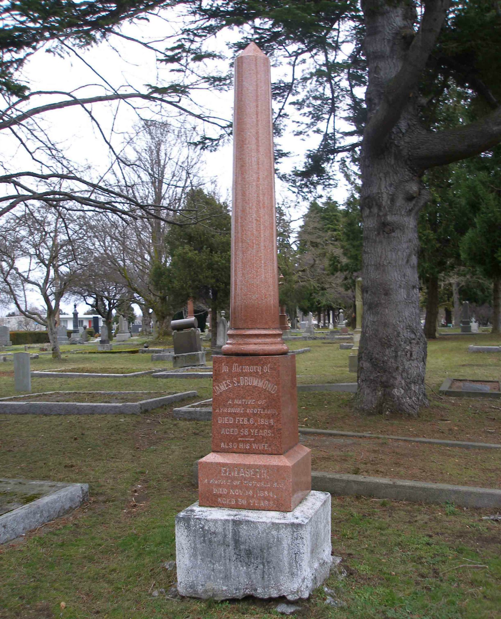 James Smith Drummond grave, Ross Bay Cemetery, Victoria, B.C.