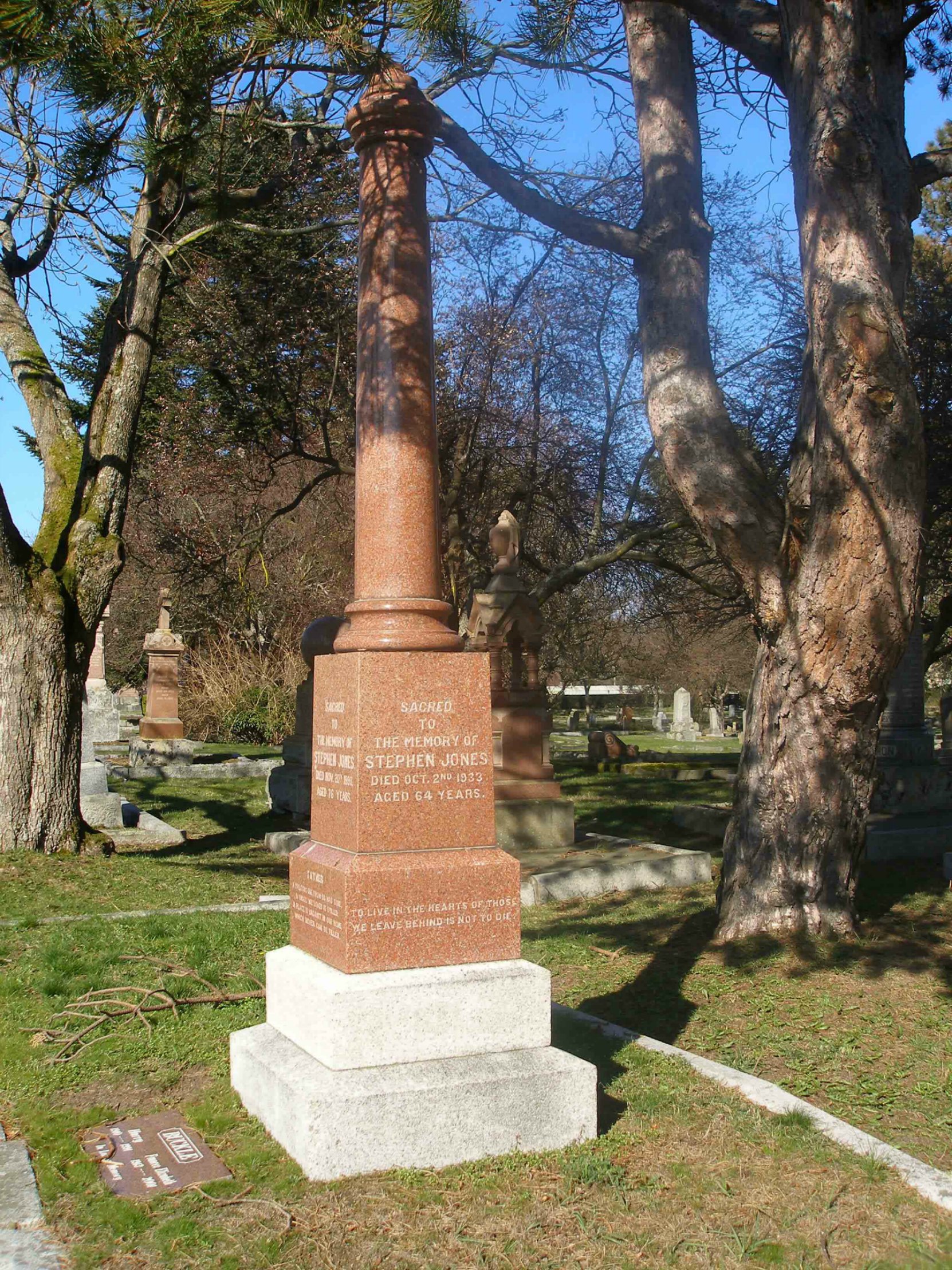 Stephen Jones family grave, Ross Bay Cemetery, Victoria, B.C.