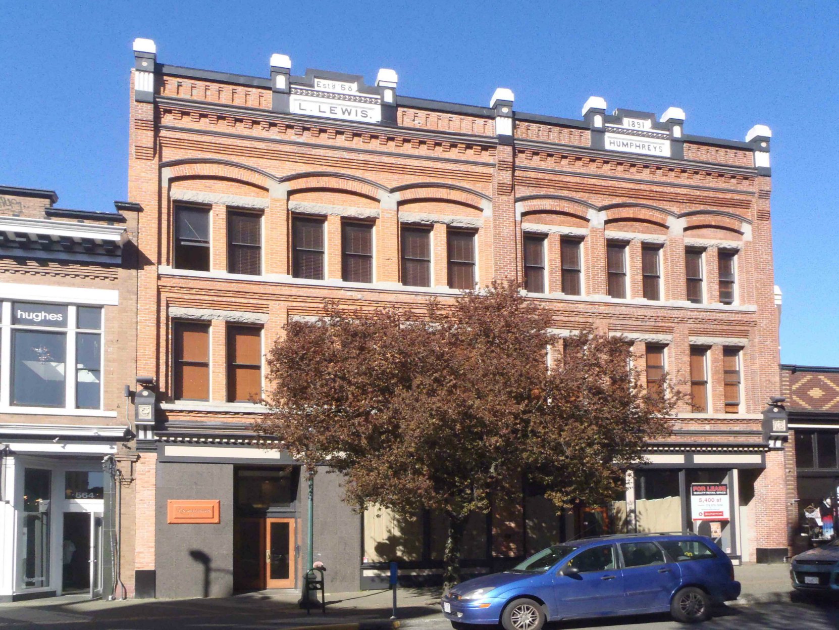 566-570 Yates Street, Victoria, B.C. Built for Lewis Lewis by architect Thomas Hooper in 1891.