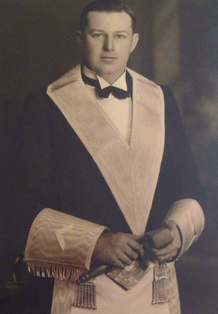 Robert Bulmer Waldon as Worshipful Master of Temple Lodge, No.33 in 1934.