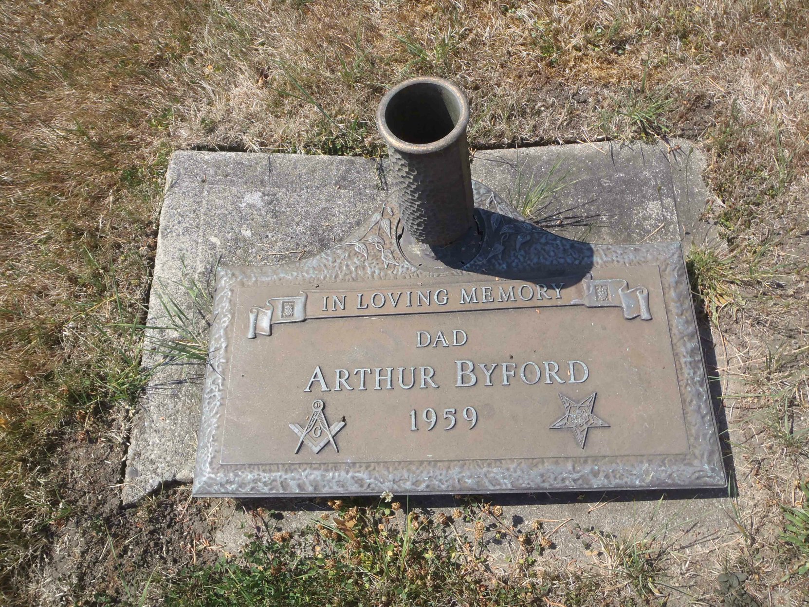 Arthur Byford grave marker, Holy Trinity Anglican cemetery, North Saanich, B.C.