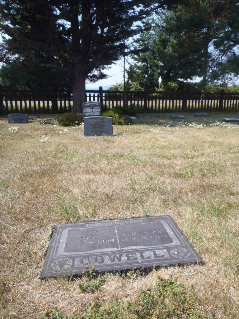 E. Wesley Cowel grave marker, Holy Trinity Anglican cemetery, North Saanich, B.C.