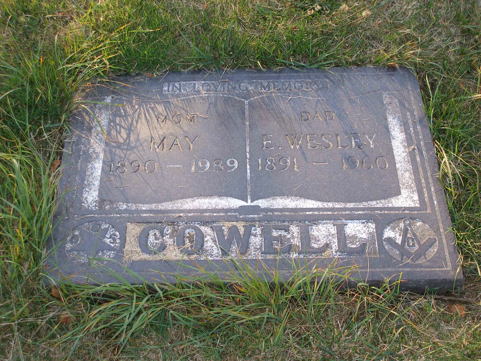 E. Wesley Cowel grave marker, Holy Trinity Anglican cemetery, North Saanich, B.C.