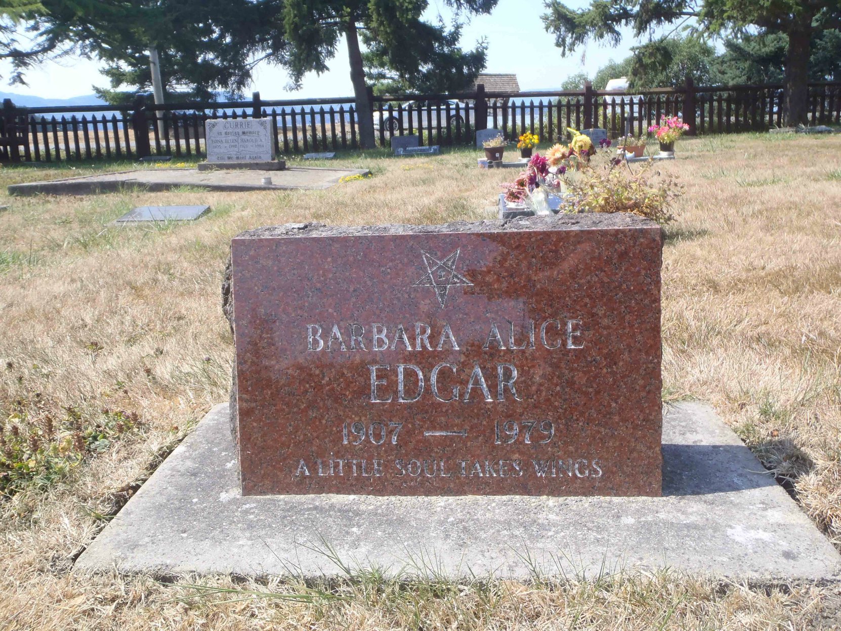 Barbara Alice Edgar grave marker, Holy Trinity Anglican cemetery, North Saanich, B.C.