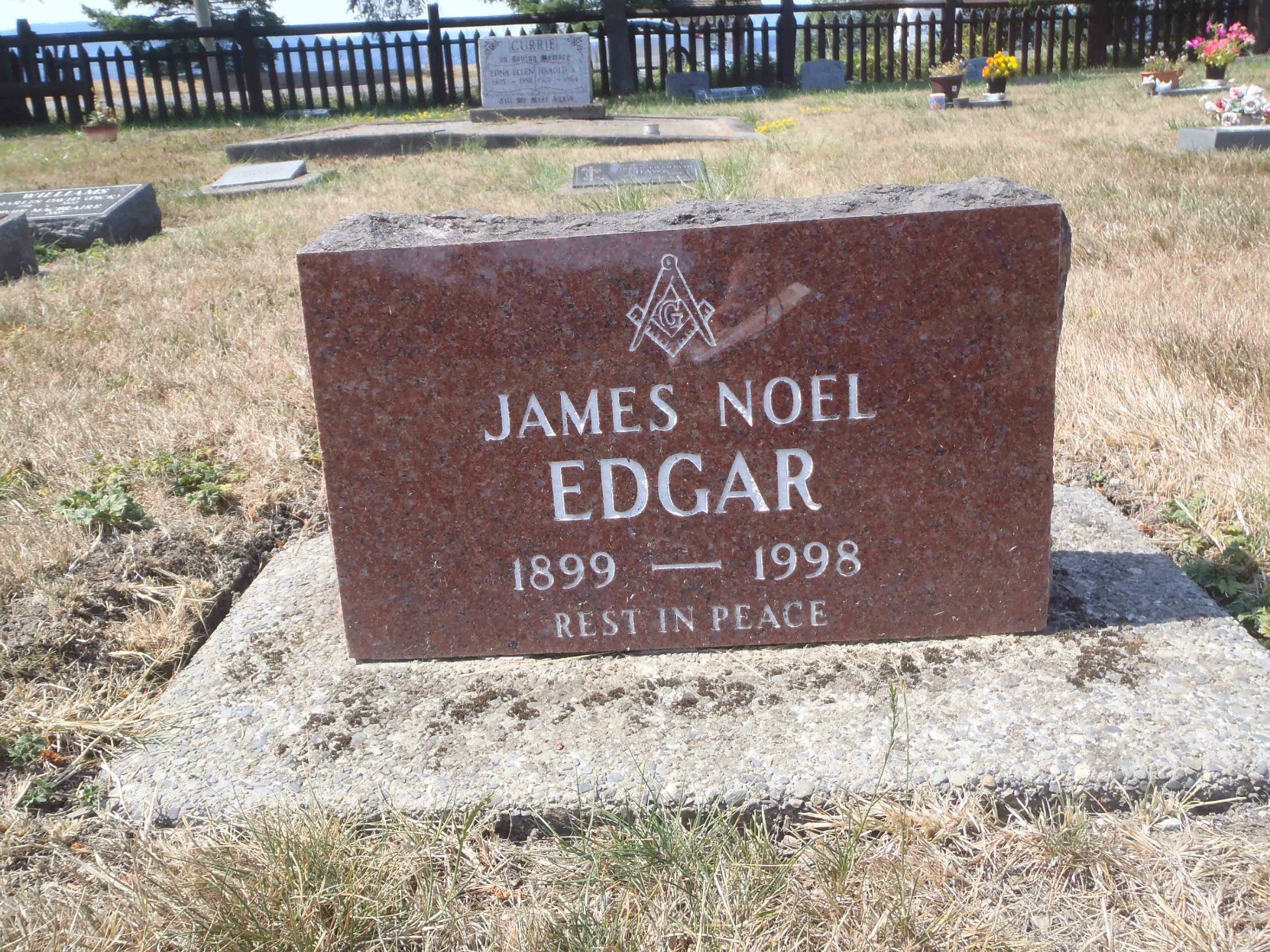 James Noel Edgar grave marker, Holy Trinity Anglican cemetery, North Saanich, B.C.