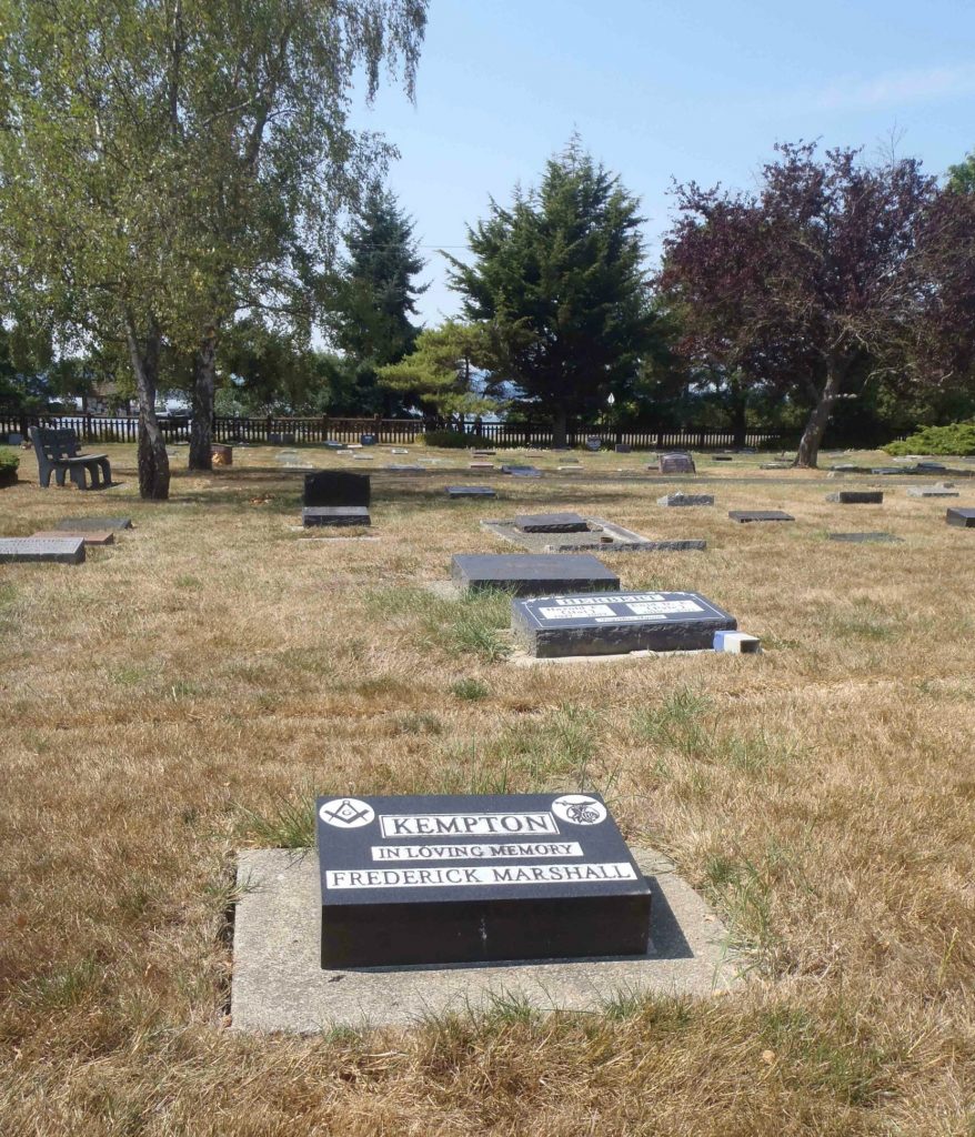 Frederick Marshall Kempton grave, Holy Trinity Anglican cemetery, North Saanich, B.C.