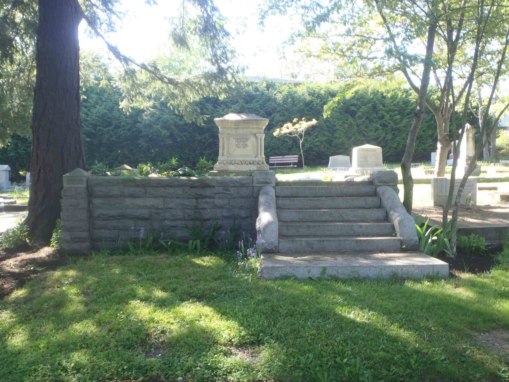 Grave of Gustav Leiser (1856-1896) and Max Leiser (1862-1935) in Victoria Jewish Cemetery, Victoria, B.C.