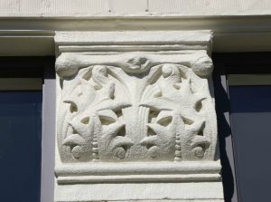 Architectural detail on the New England Hotel, 1312-1314 Government Street, Victoria, B.C. Designed and Built in 1892 by architect John Teague.