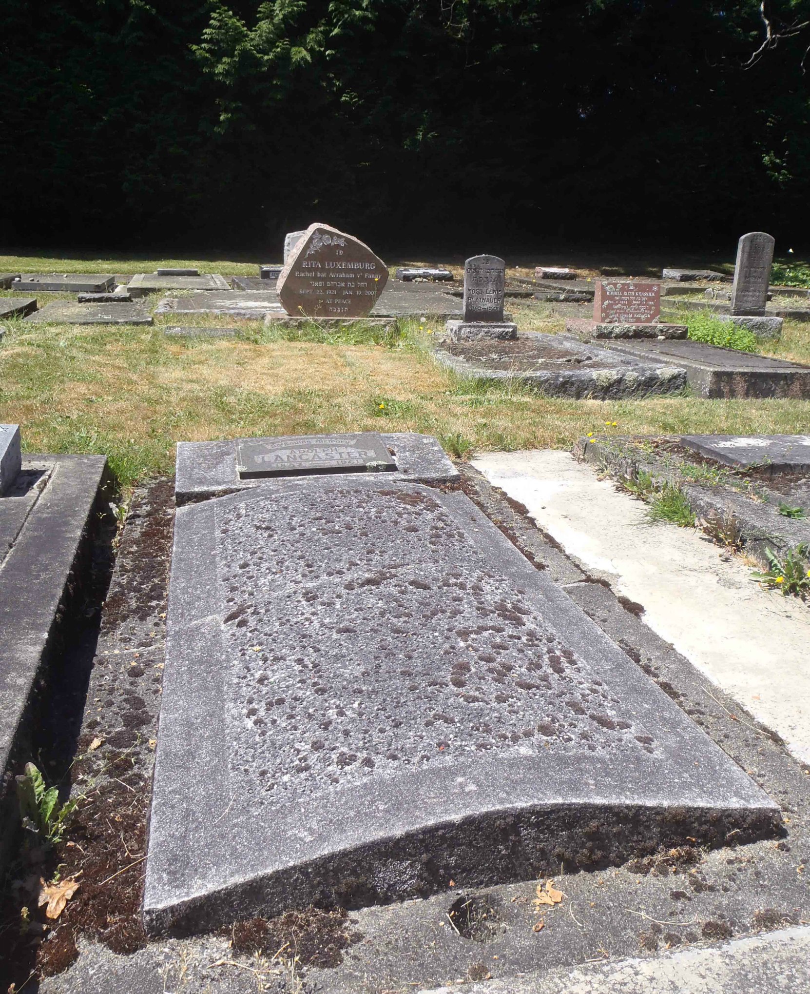 Adolph Lancaster (1882-1861), grave, Victoria Jewish Cemetery, Victoria, B.C.