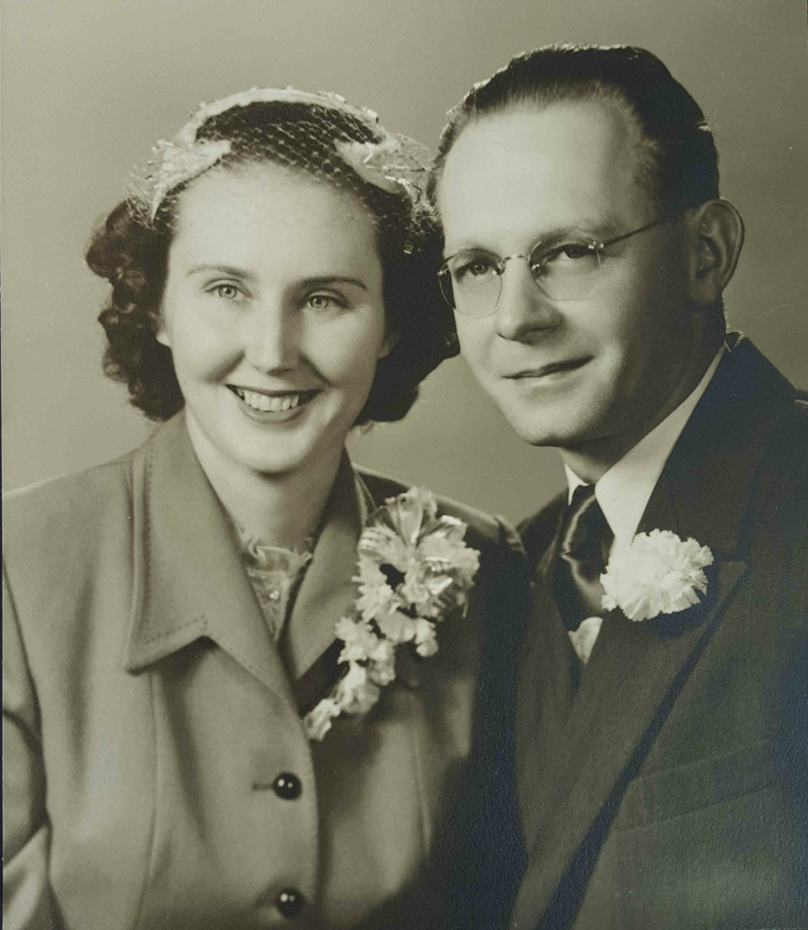 Alice Violet Lauder and Casimir Kopec on their wedding day, 9 December 1953