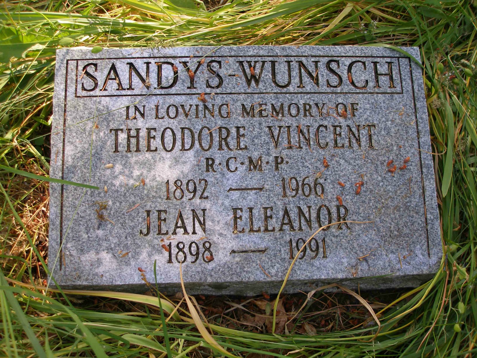 Theodore Vincent Sandys-Wunsch grave, St. Peter's Quamichan Anglican Cemetery, North Cowichan, B.C.