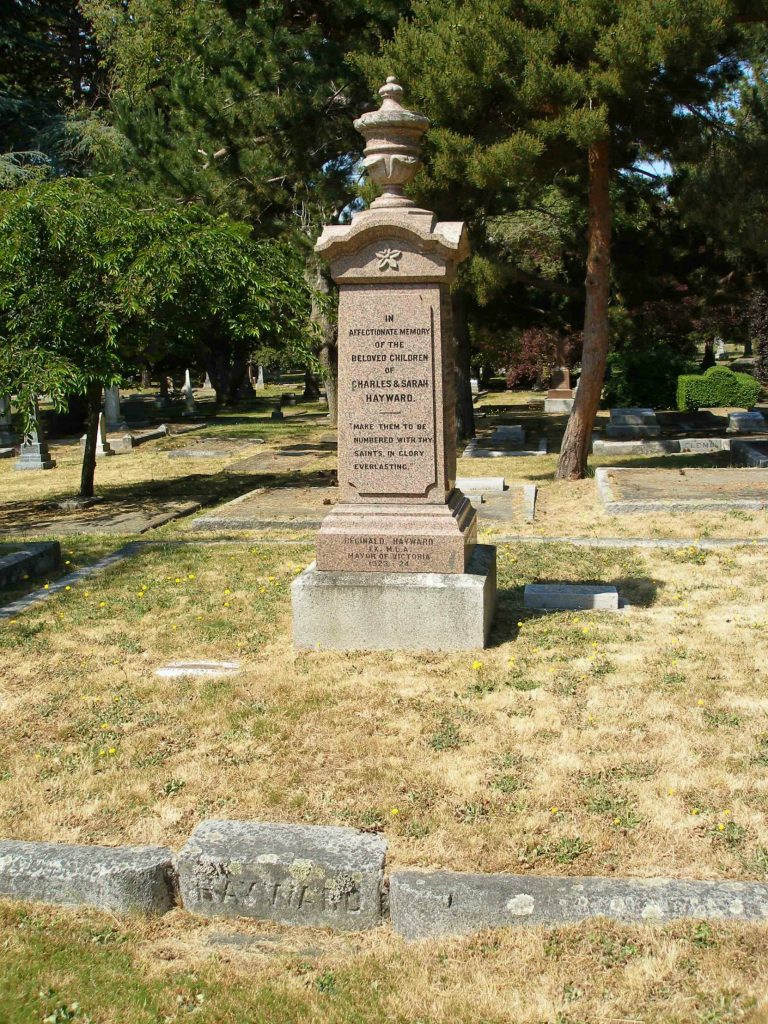 Charles Hayward family burial plot, Ross Bay Cemetery, Victoria, B.C. (photo by Temple Lodge No. 33 Historian)