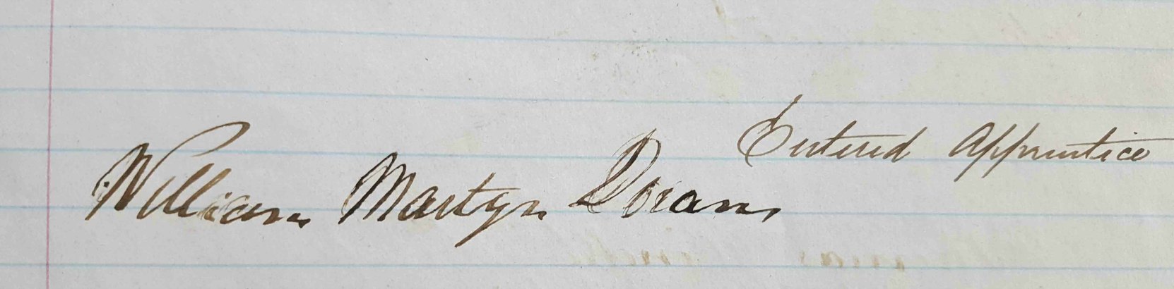 William Martyn Doran signature, from Nanaimo Lodge No. 1090 porch book (courtesy of Ashlar Lodge No. 3)