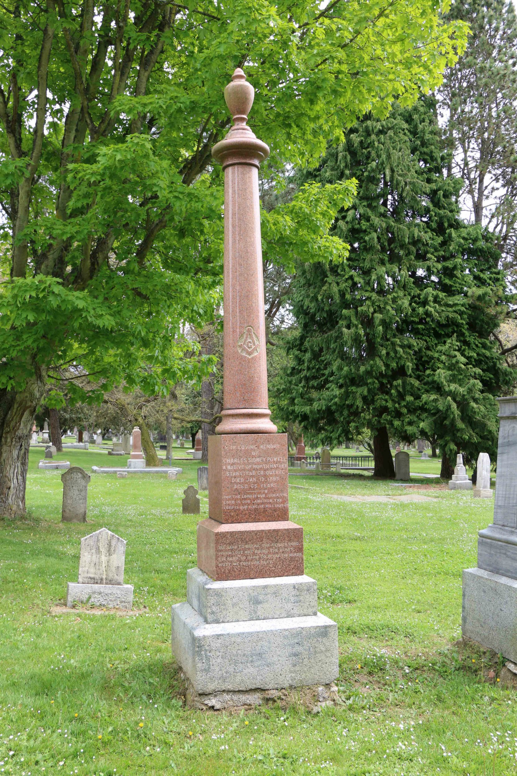 Charles Sidney Powell grave, Ross Bay Cemetery, Victoria, B.C. (photo by Temple Lodge No.33 Historian)