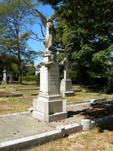 Giacomo Bossi grave, Ross Bay Cemetery, Victoria, B.C. The "Bossi Angel" is one of the most photographed grave markers in Ross Bay Cemetery. (photo by Temple Lodge No. 33 Historian)